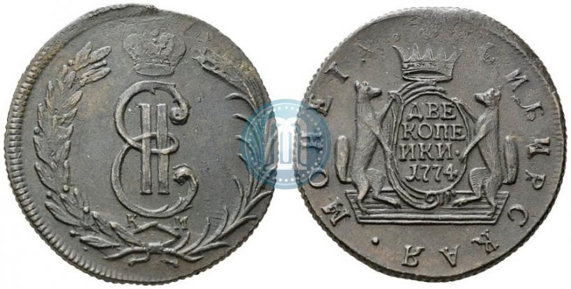Picture 2 kopecks 1774 year КМ 