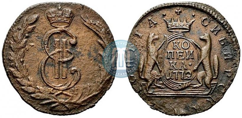 Picture 1 kopeck 1772 year КМ 
