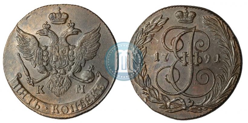 Picture 5 kopecks 1791 year КМ 