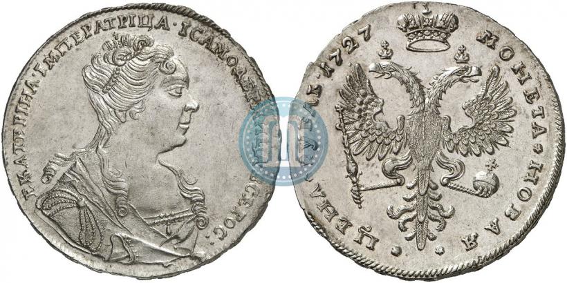 Picture 1 rouble 1727 year  "Moscow type, portrait turned to the right"