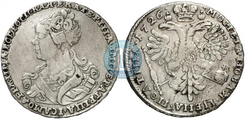 Фото Полтина 1726 года  "Московский тип, портрет влево"