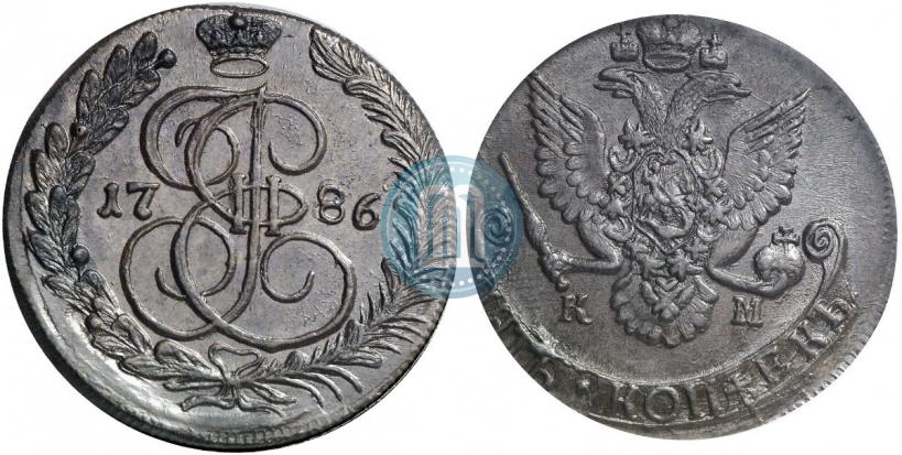 Фото 5 копеек 1786 года КМ 