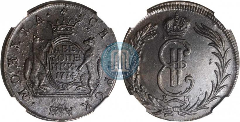 Picture 2 kopecks 1774 year КМ 