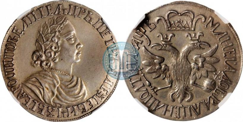 Picture Poltina 1702 year  "Without ribbons near the wreath"