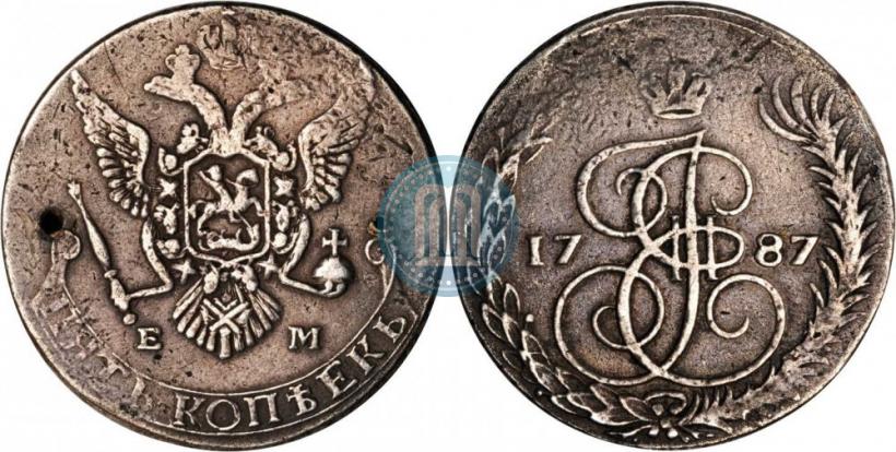 Picture 5 kopecks 1787 year ЕМ 