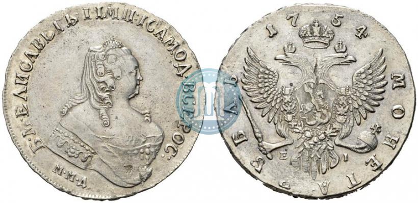 Фото 1 рубль 1754 года ММД-ЕI 