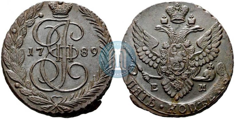 Picture 5 kopecks 1789 year ЕМ 