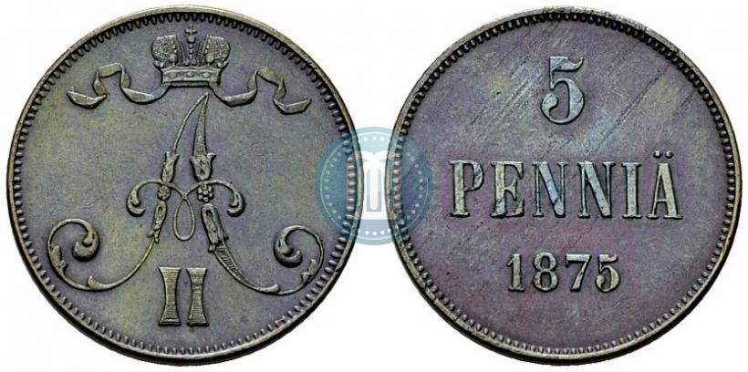 Picture 5 pennia 1875 year  