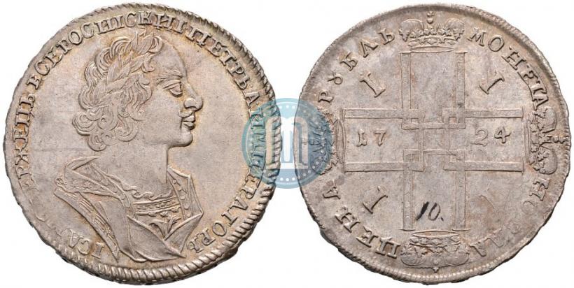 Фото 1 рубль 1724 года  "Портрет в античных доспехах"