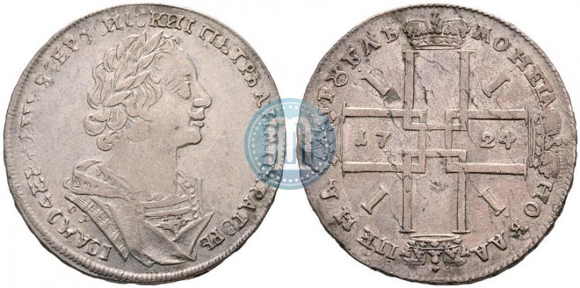 Фото 1 рубль 1724 года OK "Портрет в античных доспехах"