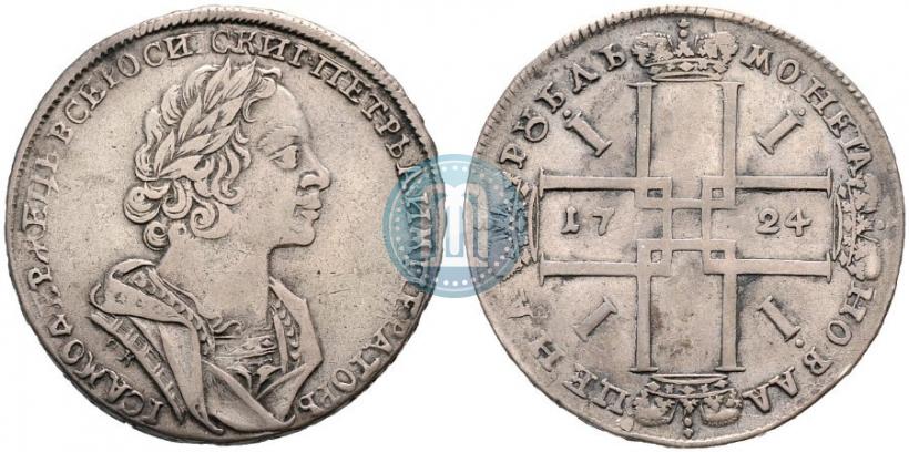 Фото 1 рубль 1724 года OK "Портрет в античных доспехах"