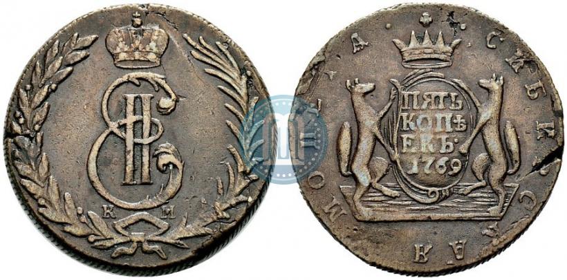 Picture 5 kopecks 1769 year КМ 