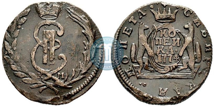 Фото 1 копейка 1774 года КМ 