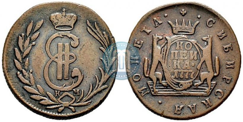 Фото 1 копейка 1777 года КМ 