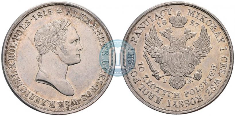 Picture 10 złotych 1827 year IB 