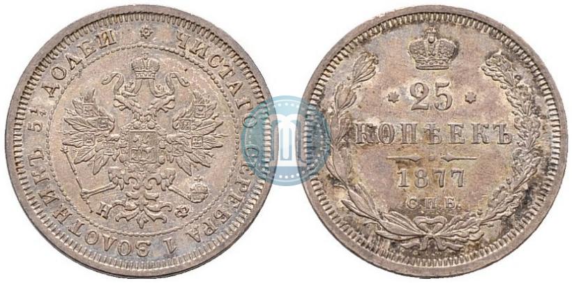 Фото 25 копеек 1877 года СПБ-НФ 