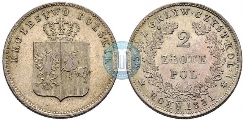 Picture 2 złote 1831 year KG "Polish uprising"