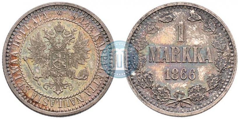 Picture 1 markka 1866 year S 