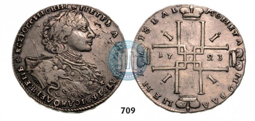 Фото 1 рубль 1723 года OK "Портрет в горностаевой мантии"