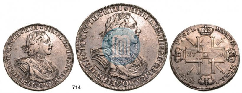 Picture 1 rouble 1724 year СПБ "Sun rouble, portrait in armour"