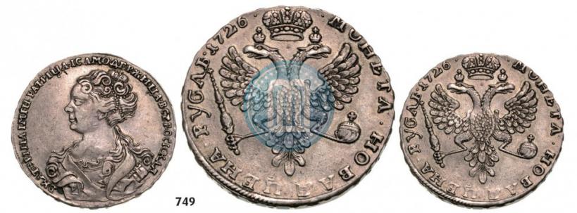 Фото 1 рубль 1726 года  "Московский тип, портрет влево"