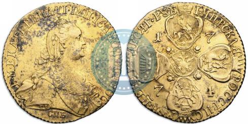 Picture 10 roubles 1774 year СПБ 