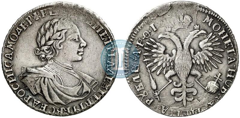 Фото 1 рубль 1719 года OK "Портрет в латах"
