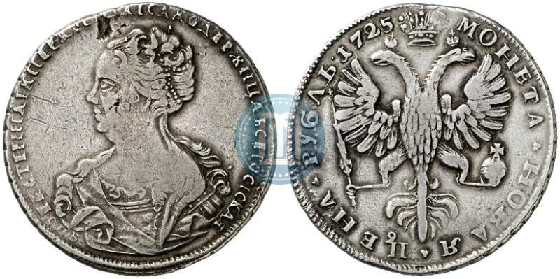 Фото 1 рубль 1725 года СПБ "Петербургский тип, портрет влево"