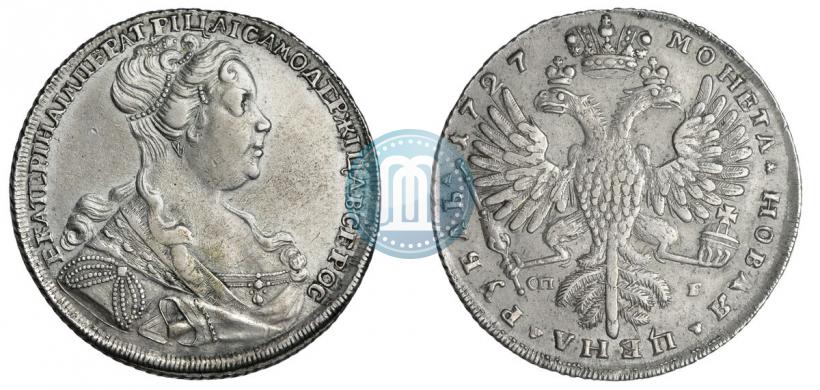 Picture 1 rouble 1727 year СПБ "Petersburg type, portrait turned to the right"