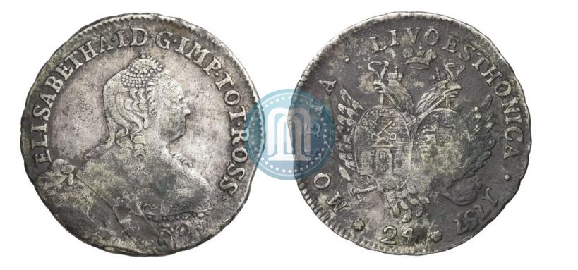 Picture 24 kopecks 1757 year  "For Livonia"