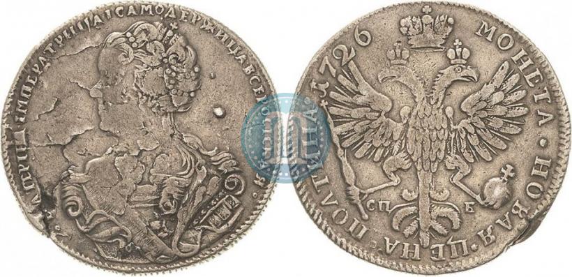 Picture Poltina 1726 year СПБ "Petersburg type, portrait turned to the left"