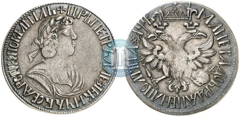 Picture Poltina 1702 year  "With a ribbon near the wreath"