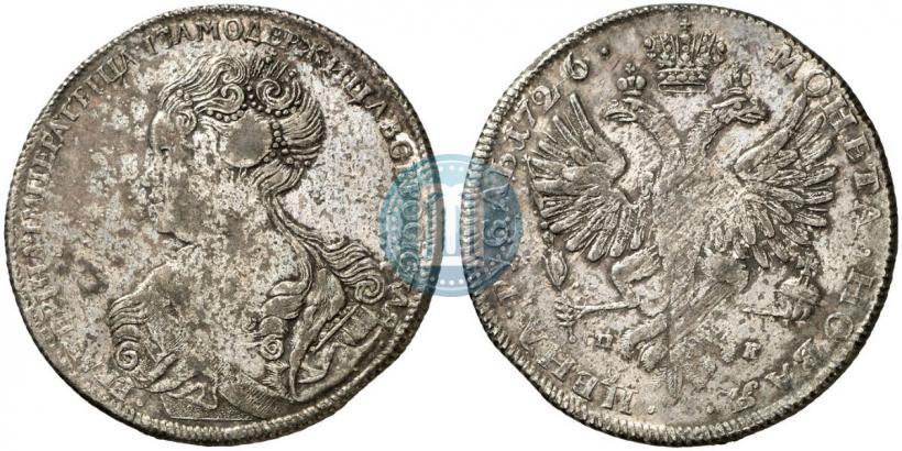 Фото 1 рубль 1726 года СПБ "Петербургский тип, портрет влево"