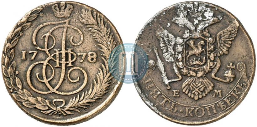 Фото 5 копеек 1778 года ЕМ 