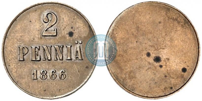 Picture 2 pennia 1866 year  "Pattern"