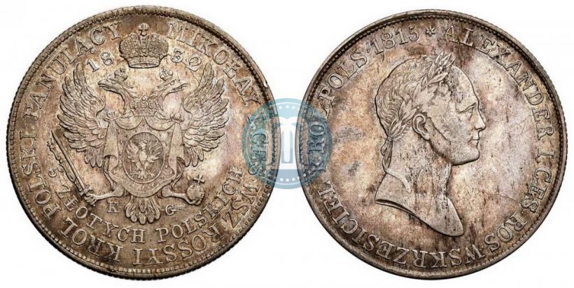 Picture 5 złotych 1832 year KG 