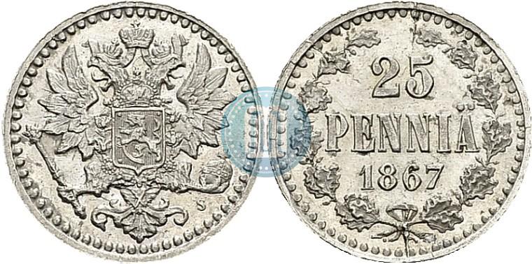 Фото 25 пенни 1867 года S 