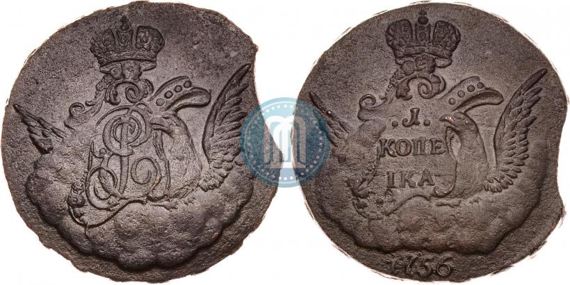 Picture 1 kopeck 1756 year  