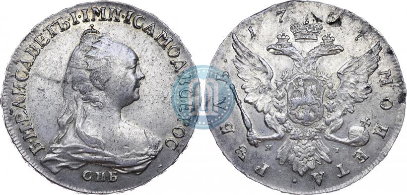 Picture 1 rouble 1757 year СПБ-ЯI "Portrait by J. Dassier"