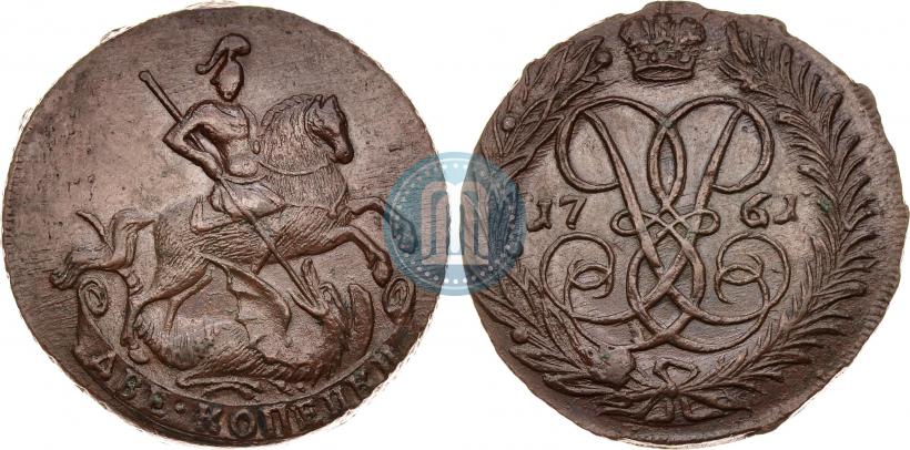 Picture 2 kopecks 1761 year  "Nominal under St. George"