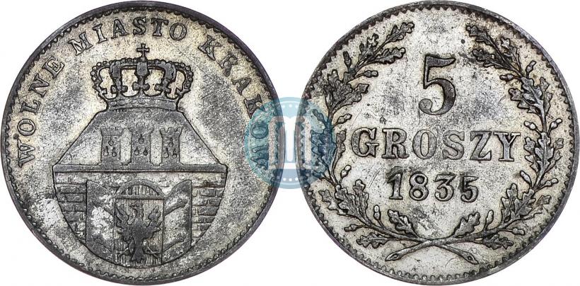 Фото 5 грошей 1835 года  "Свободный город Краков"