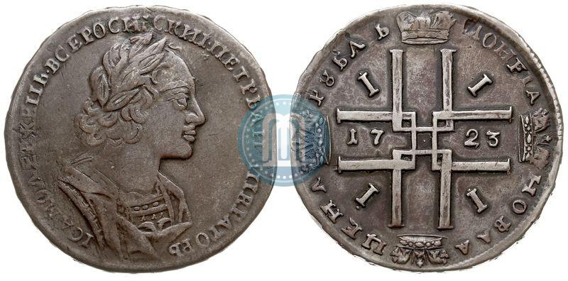 Фото 1 рубль 1723 года  "Портрет в античных доспехах"