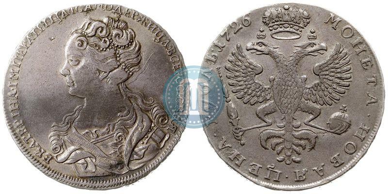 Фото 1 рубль 1726 года  "Московский тип, портрет влево"