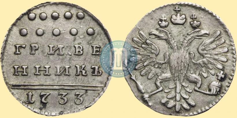 Фото Гривенник 1733 года  