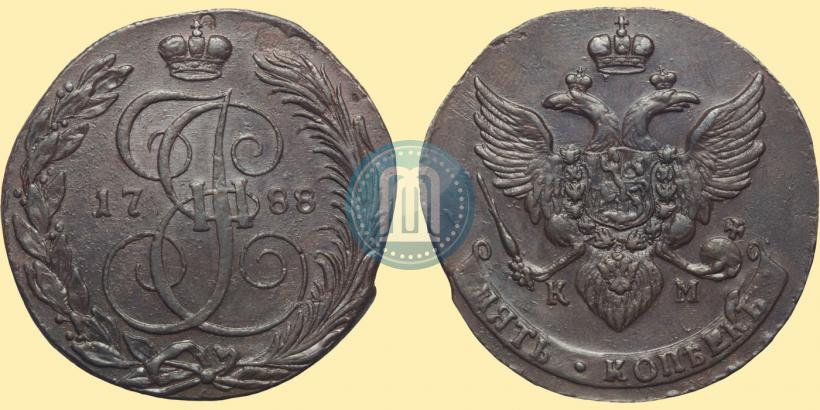 Фото 5 копеек 1788 года КМ 