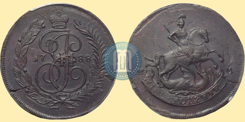 Фото 2 копейки 1788 года ММ 