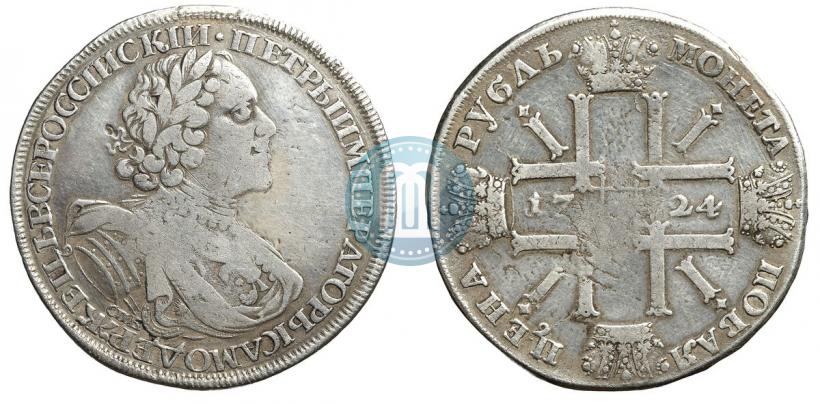 Picture 1 rouble 1724 year СПБ "Sun rouble, portrait in armour"