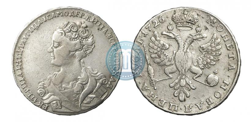 Фото 1 рубль 1726 года  "Московский тип, портрет влево"