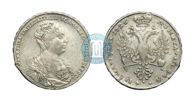 Фото 1 рубль 1726 года  "Московский тип, портрет вправо"