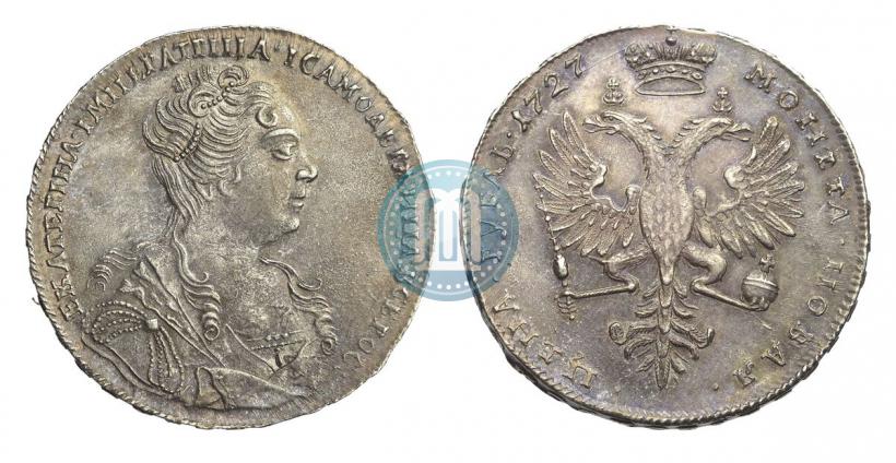 Picture 1 rouble 1727 year  "Moscow type, portrait turned to the right"